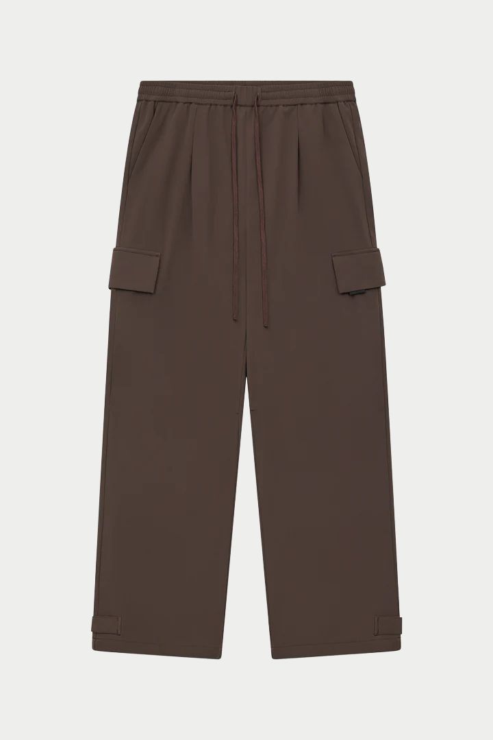 TECHNICAL WIDE LEG TROUSERS - BROWN