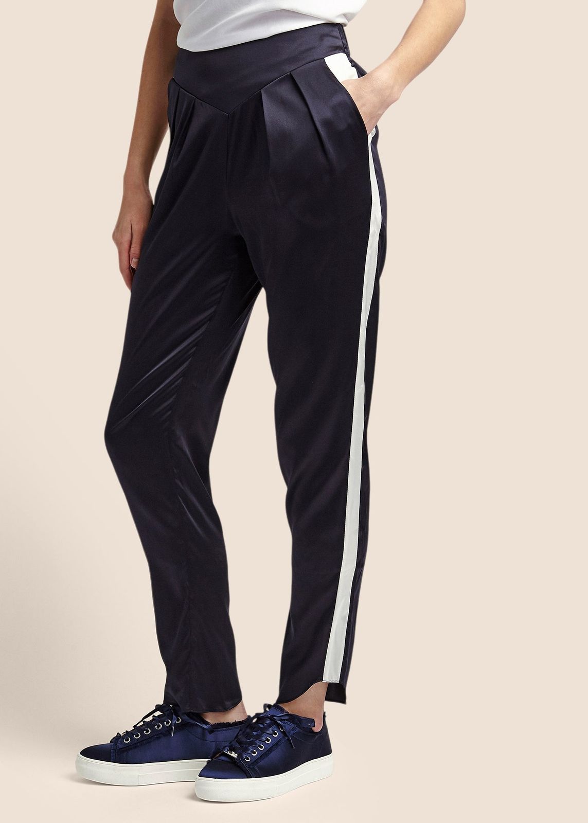 Estella Midnight Ivory Silk Trouser