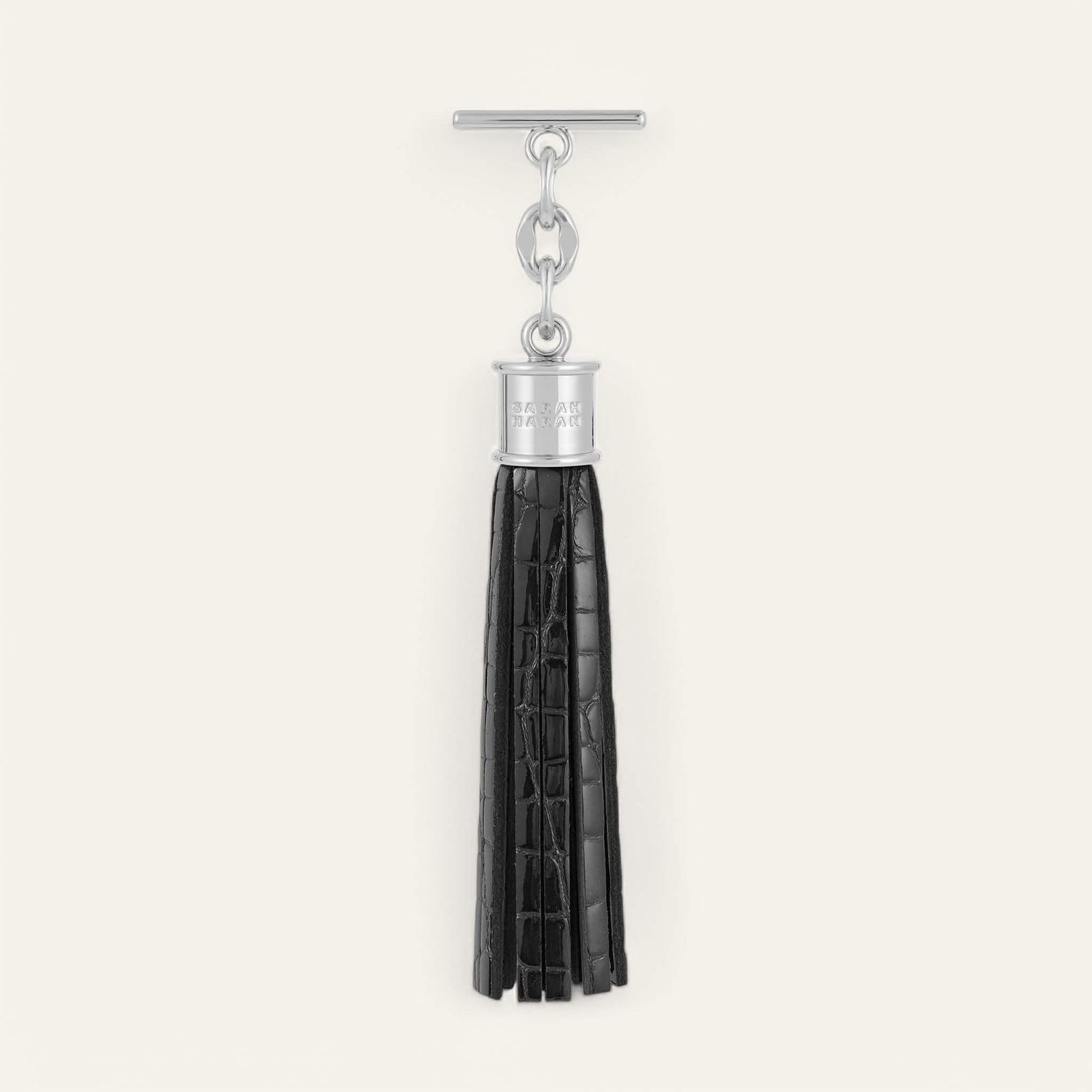 Capsule Tassel Classic | Black Patent Croc with Silver hardware