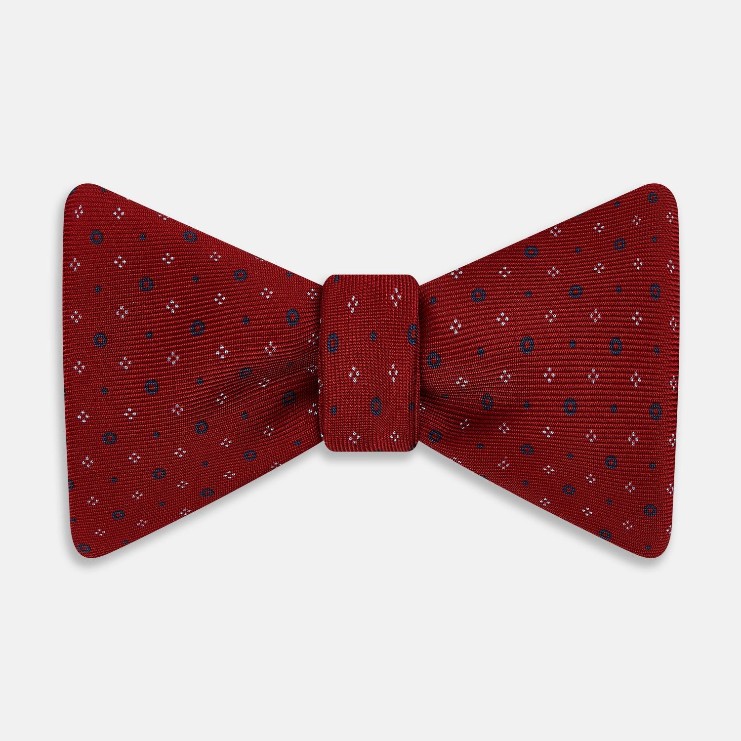 Red Geometric Pin-Dot Printed Silk Bow Tie