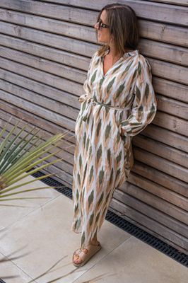 Camryn Long Button Through Print Shirt Dress