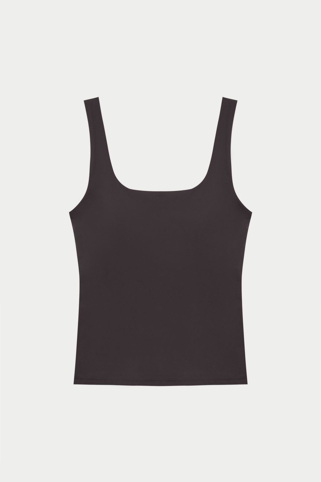 SCULPTING STRETCH SCOOP NECK SPORTS TOP - CHOCOLATE