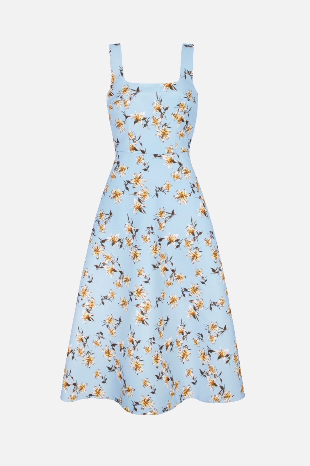 Shiloh Dress In Blue Summer Lillies Taffeta Faille