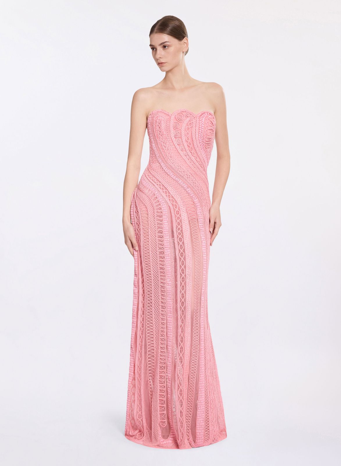 Bead Embroidered Long Dress