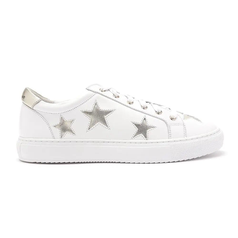 Hoxton - White Leather Trainers with Gold Stars