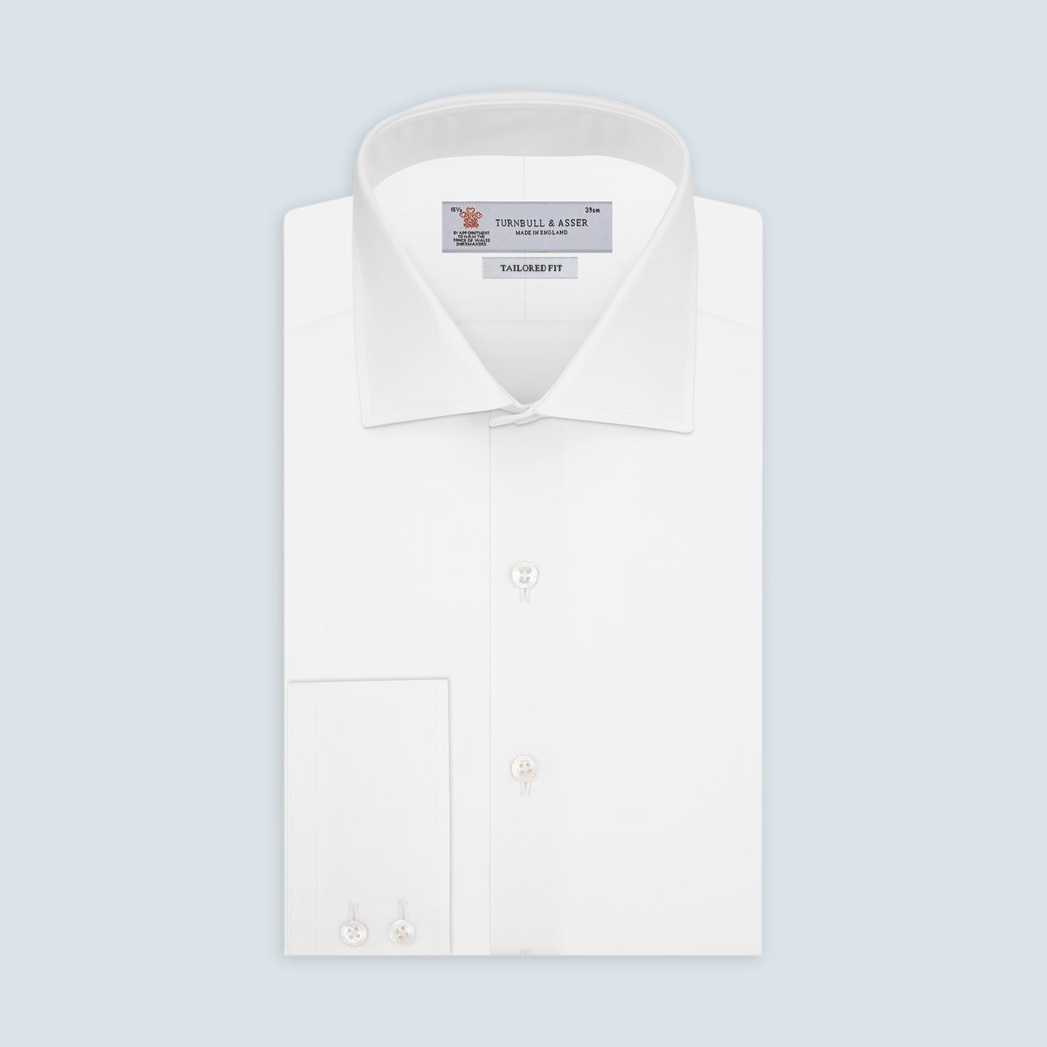 Tailored Fit Two-Fold 120 White Cotton Shirt with Kent Collar and 2-Button Cuffs