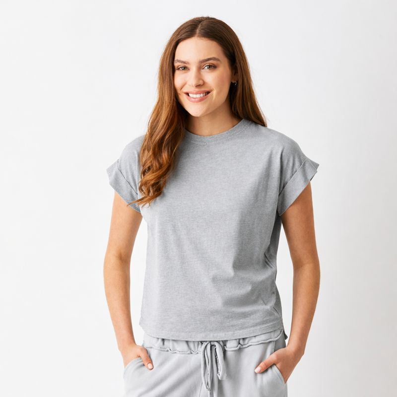 Whiley Crew Neck Tee With Turn Up Sleeve