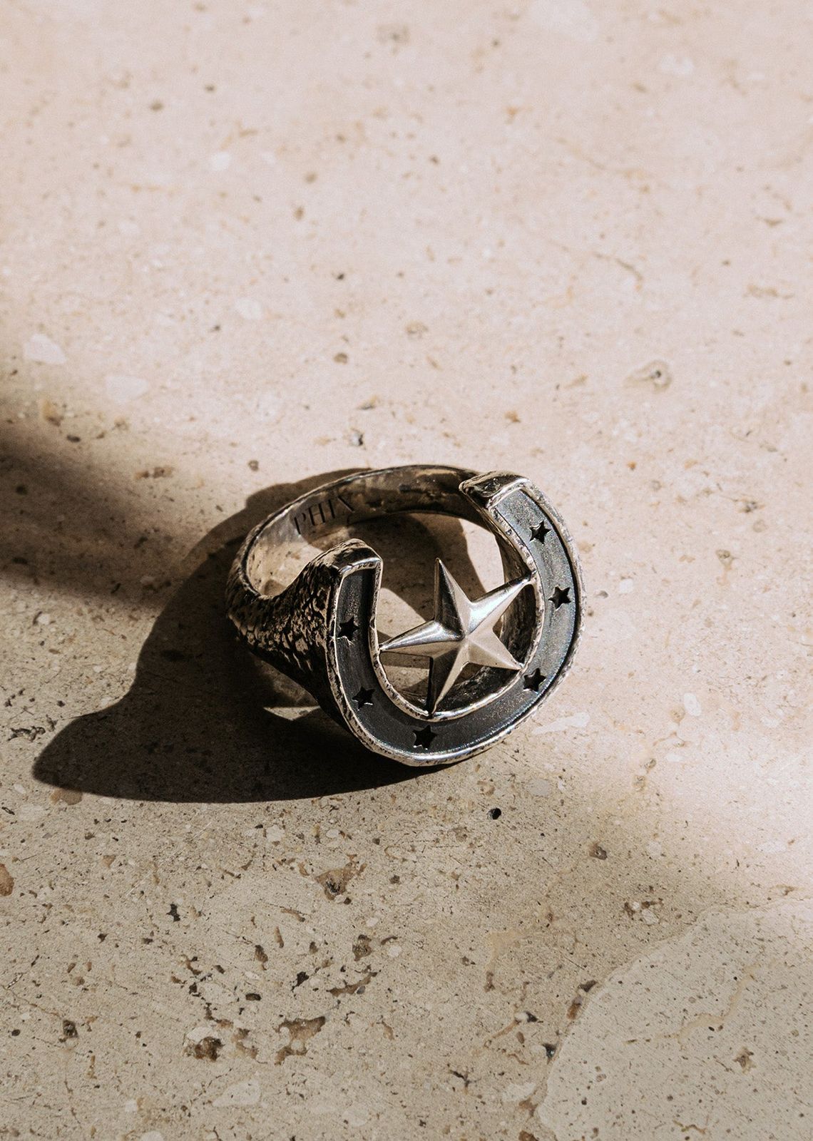 Silver Horseshoe Star Ring