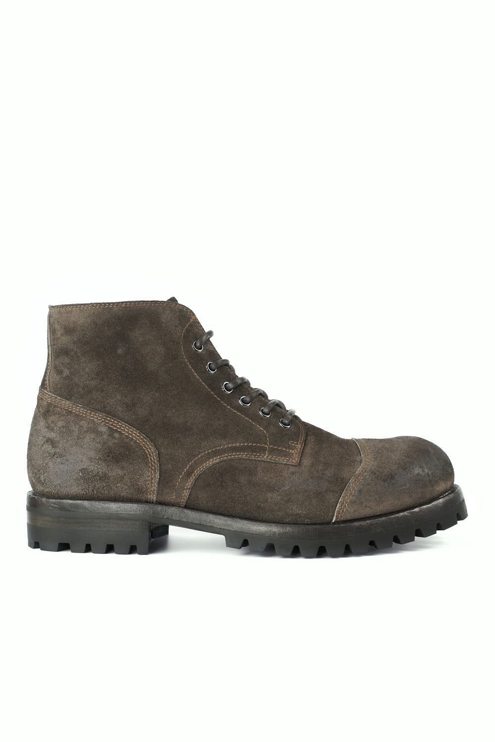 CAMDEN moss-brown suede lace up boots.