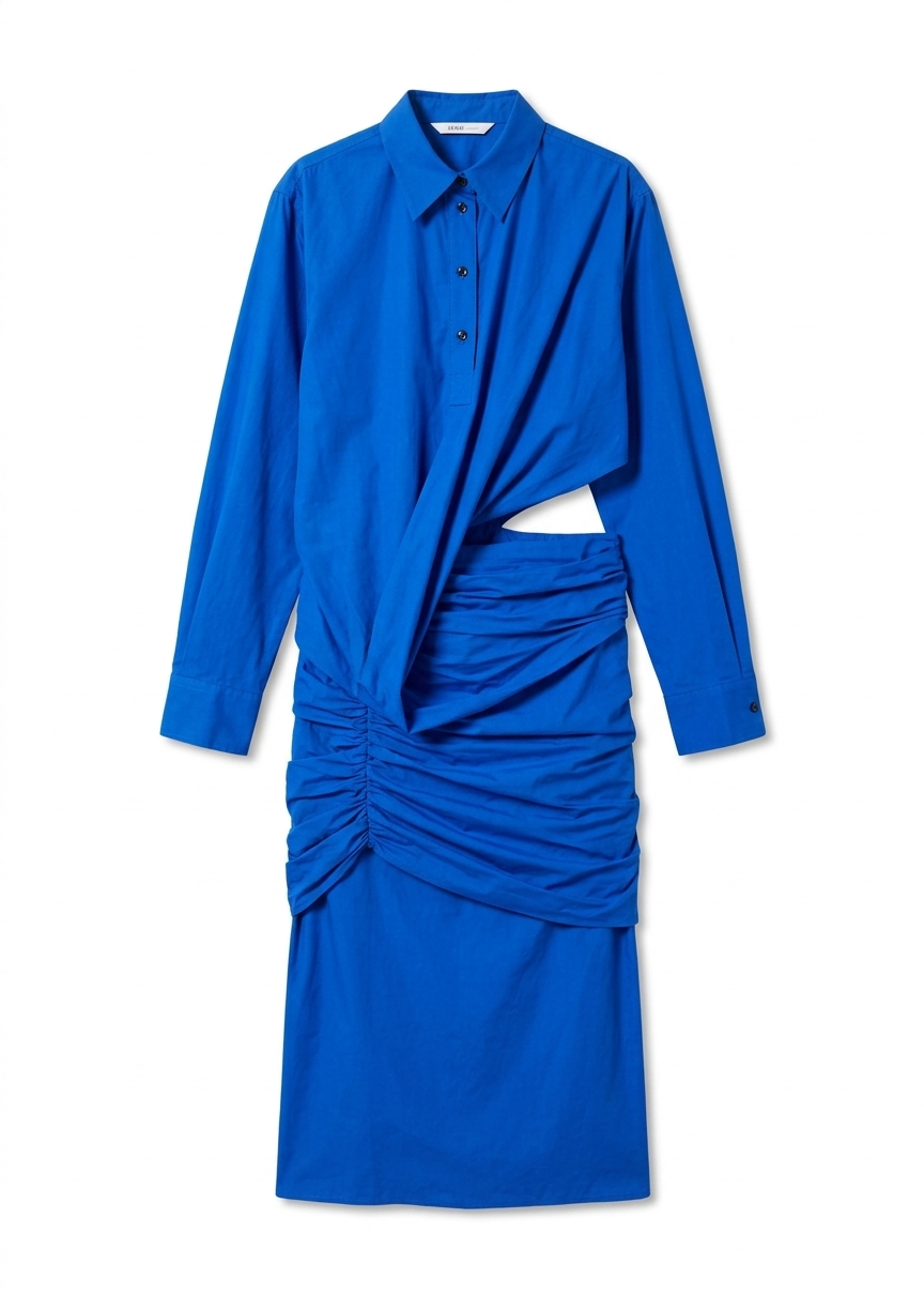 Christopher Esber Aiba Draped Shirt Dress - Ultra Blue