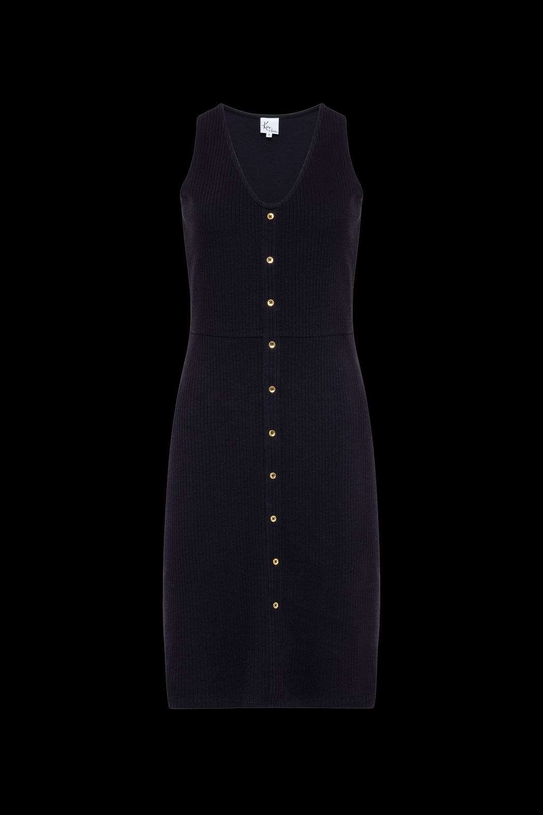 The Kōr Organic Cotton Ribbed Pinafore Dress in Black