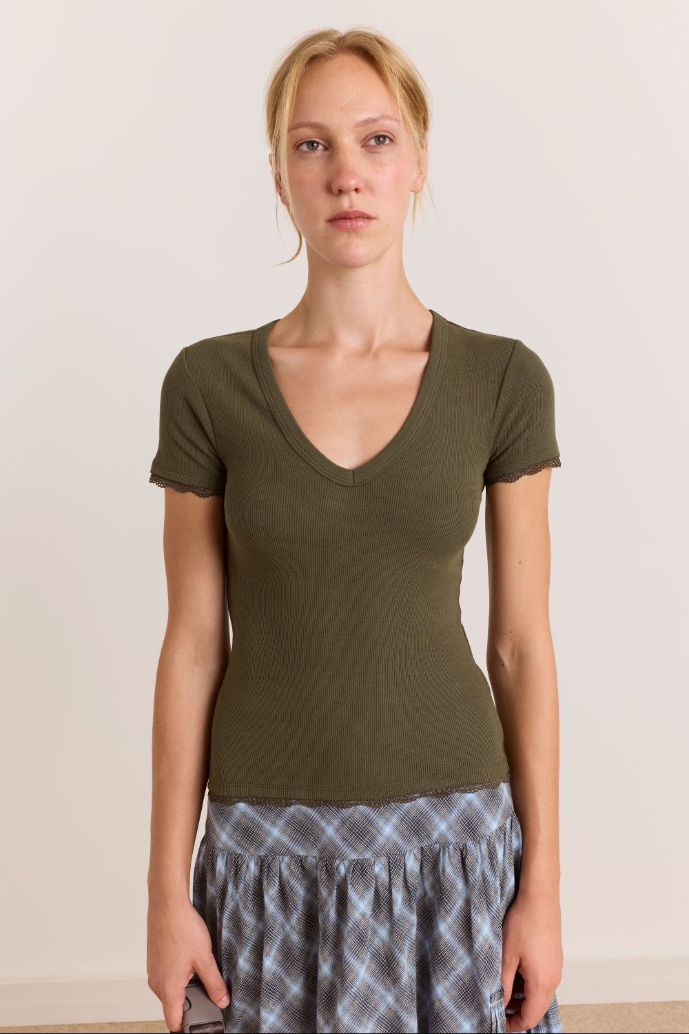 Paige V-Neck Tee - Olive