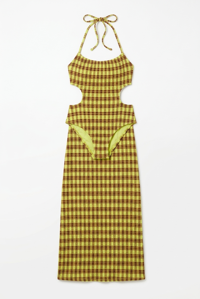 Lilibet Swimsuit - Green & Choc Gingham Print