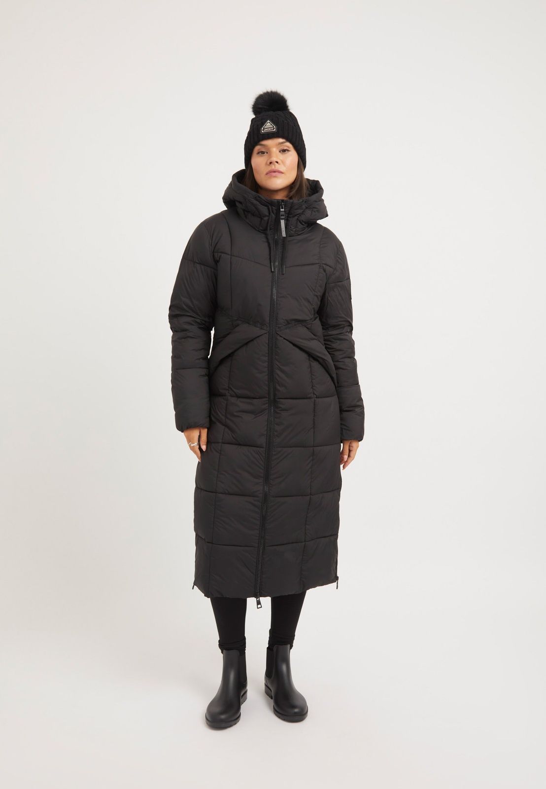 Black Star Ex-long Puffer Matt Coat Black