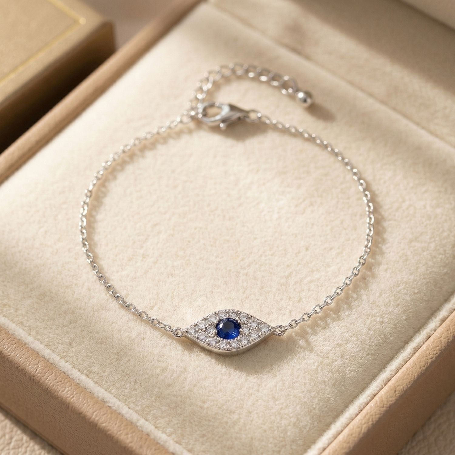 Minimalist Elegant Evil Eye Bracelet | Sterling Silver