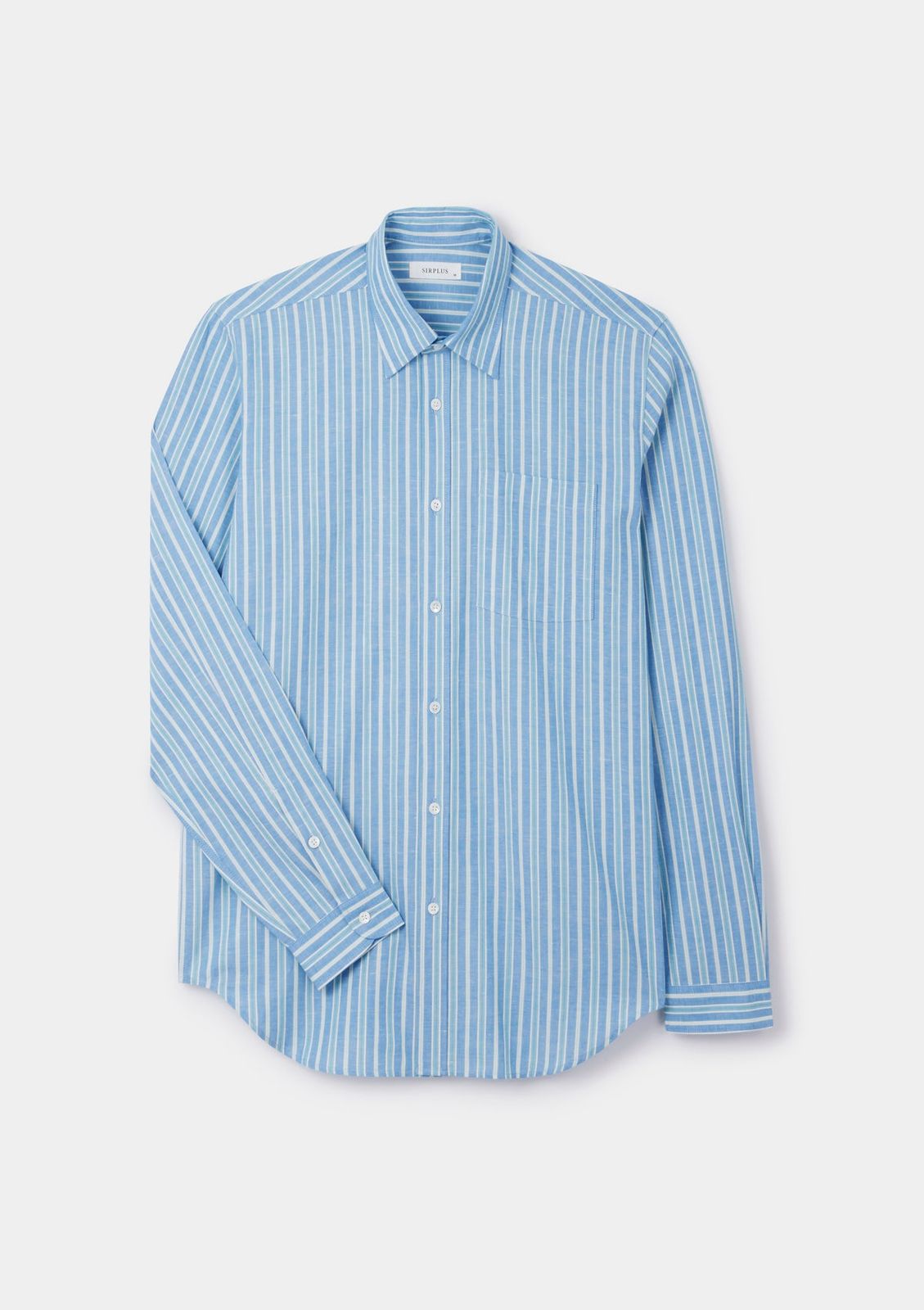 Blue & Green Cotton Linen Stripe Shirt