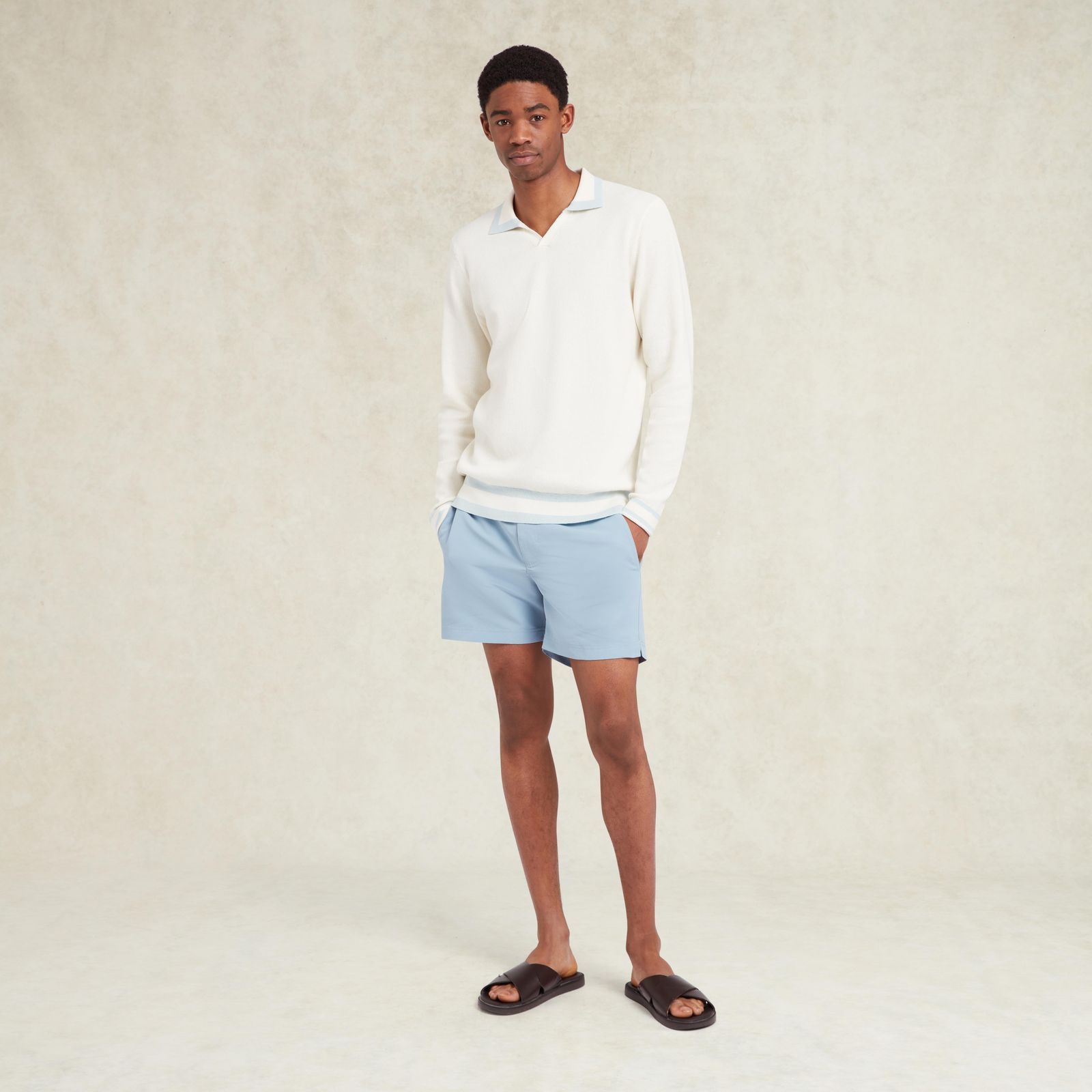 Jude Long Sleeve Knitted Polo - White