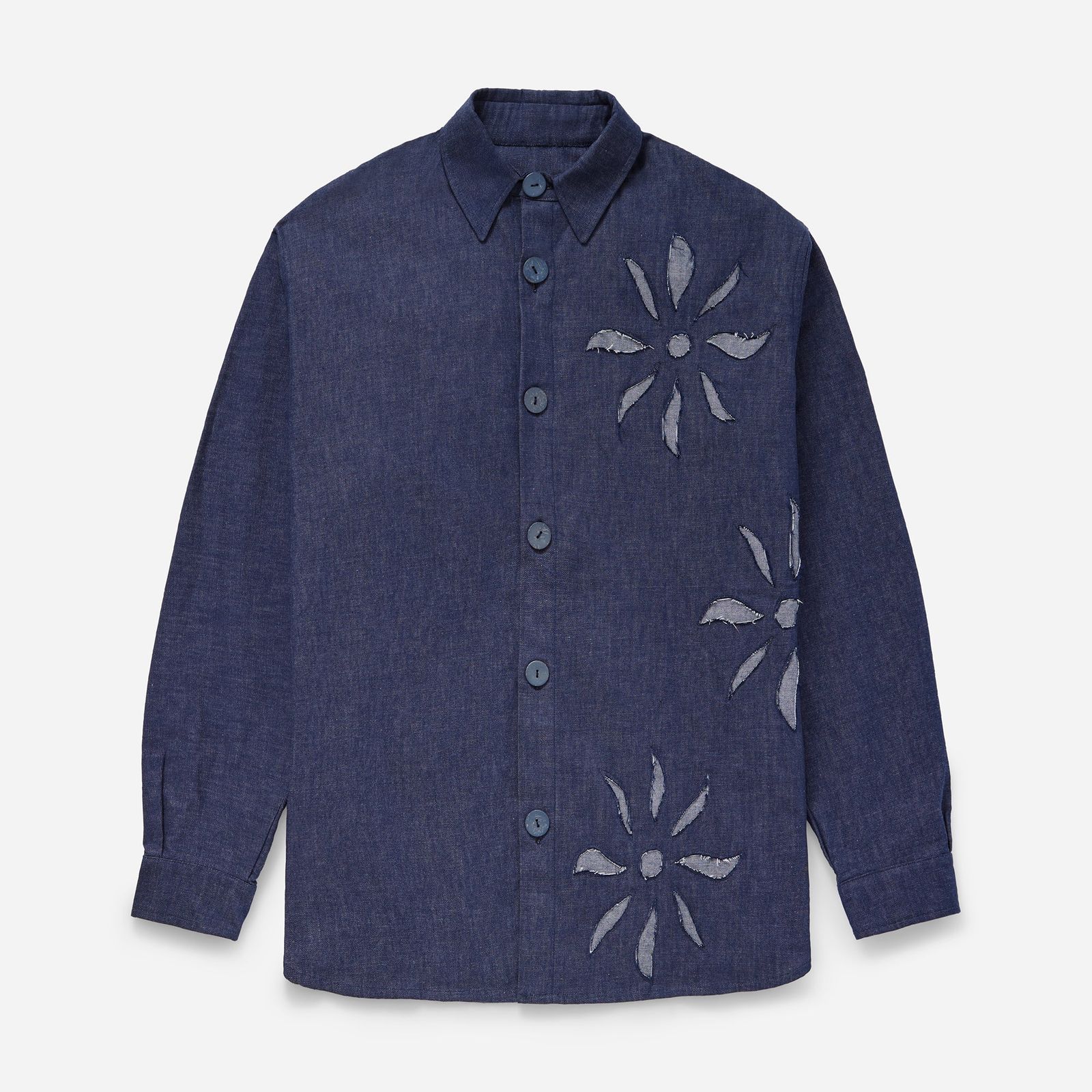 Navy Denim Olokun Flower Shirt
