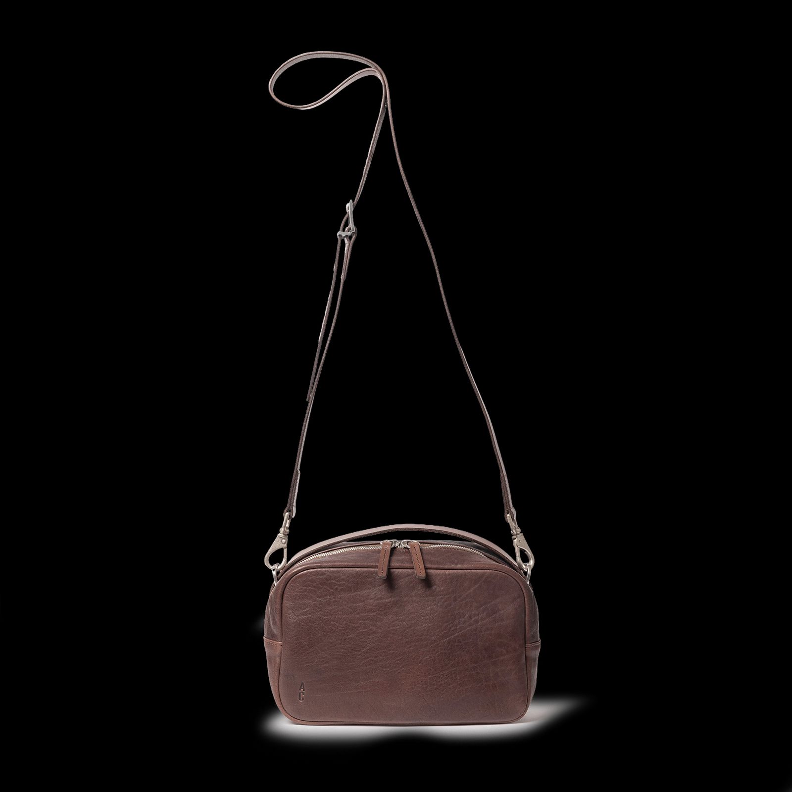 Leila Medium Calvert Leather Crossbody Bag in Bog
