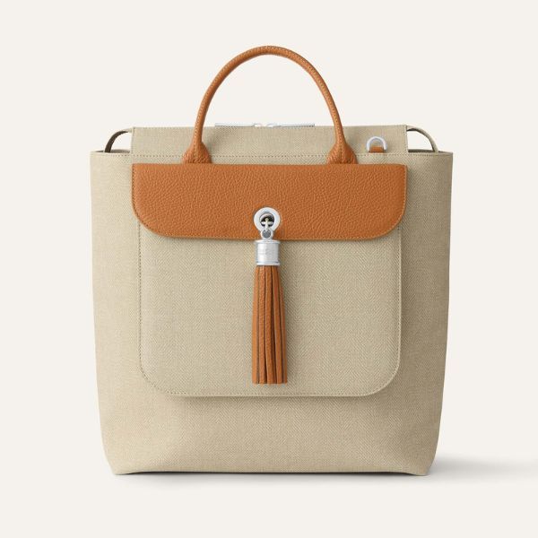 Poppy Backpack - Tweed | Sand Tan with Silver hardware