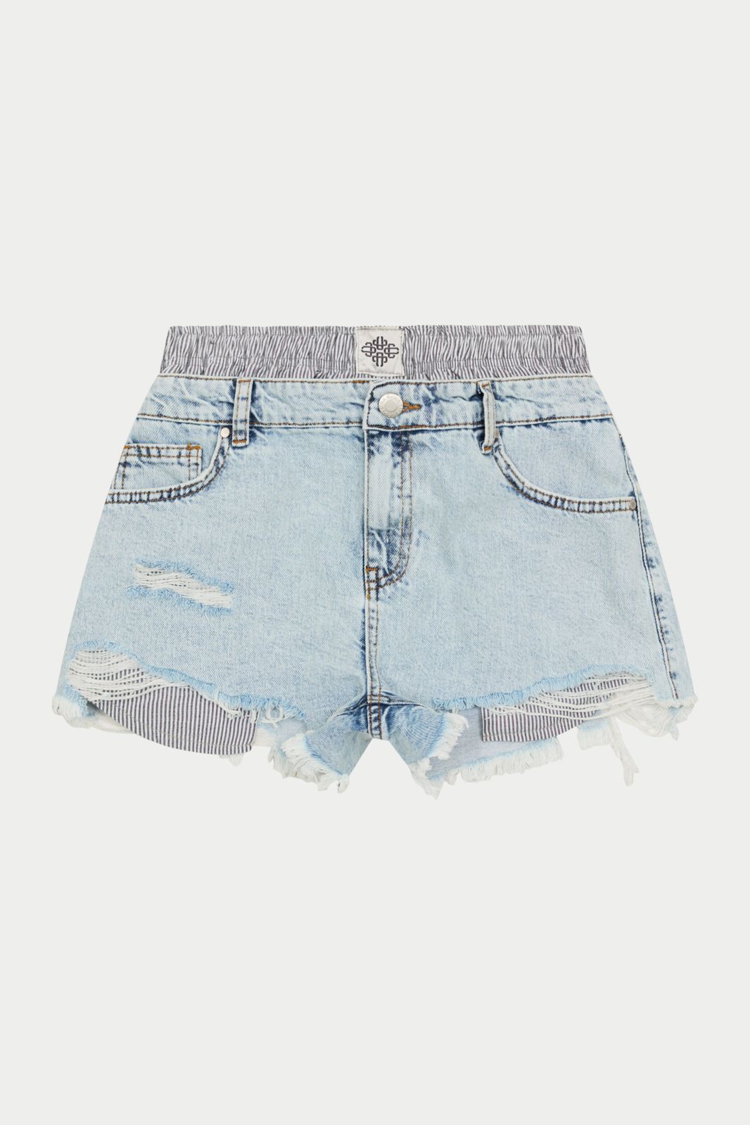 DOUBLE LAYER BOXER DENIM SHORTS - BLUE WASH