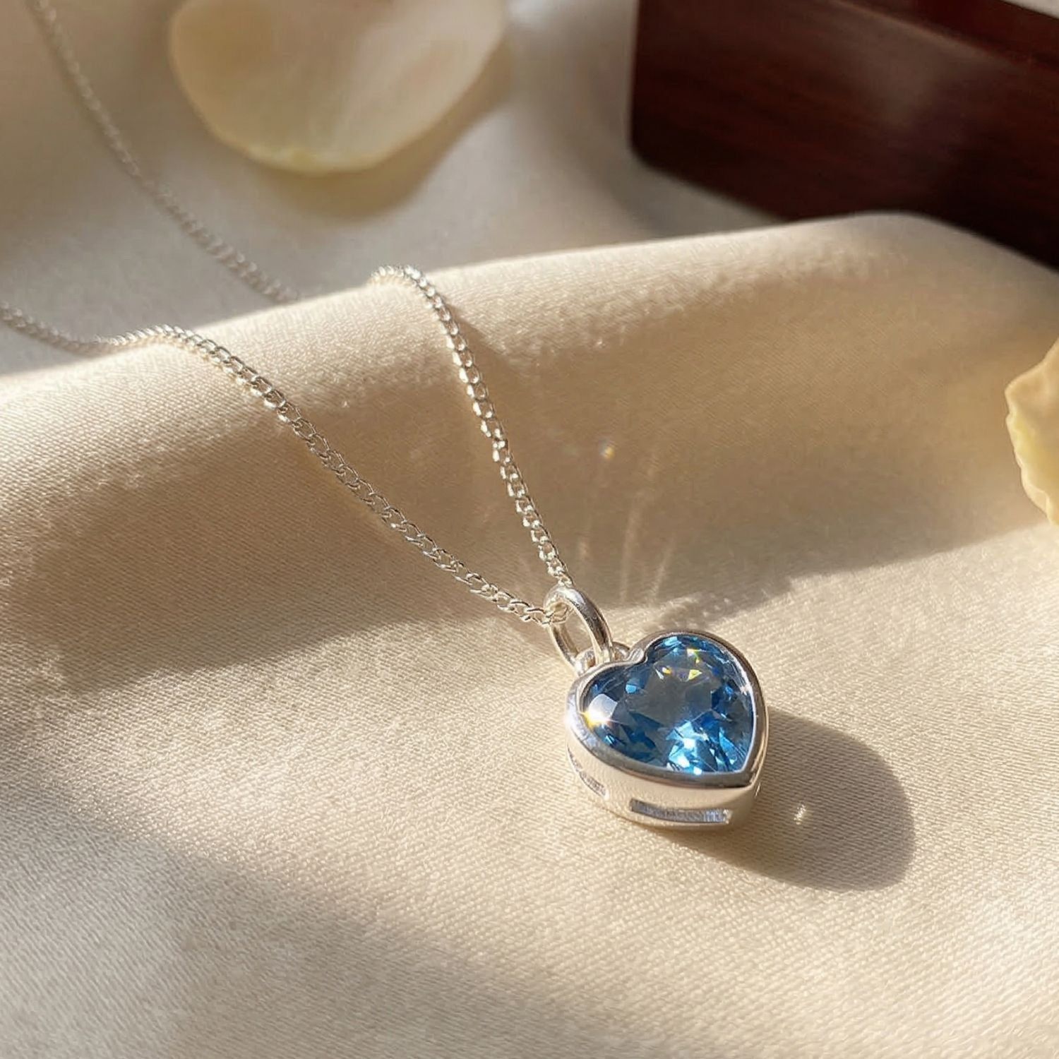 Mini Heart Blue Topaz December Birthstone Necklace | Clarity &amp; Tranquility