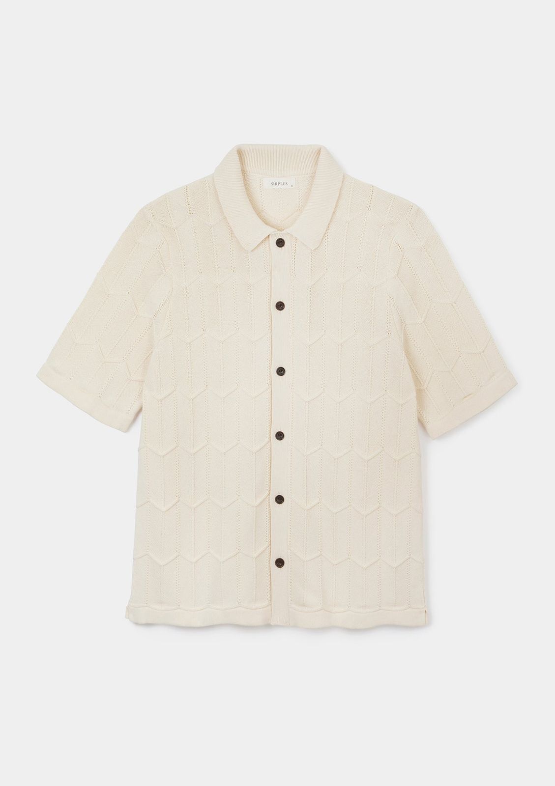 Cream Chevron Knit Polo