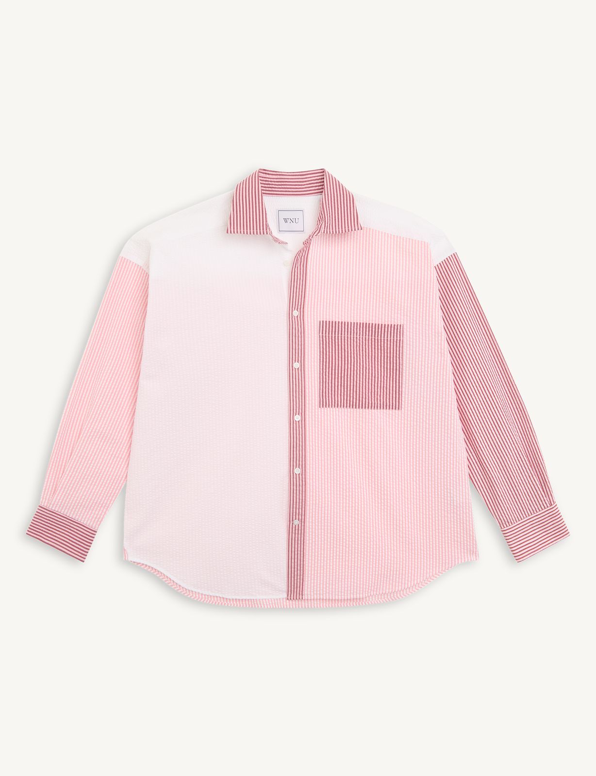 The Set: Seersucker Pink Patchwork Shirt & Pink And Berry Stripe Boxer