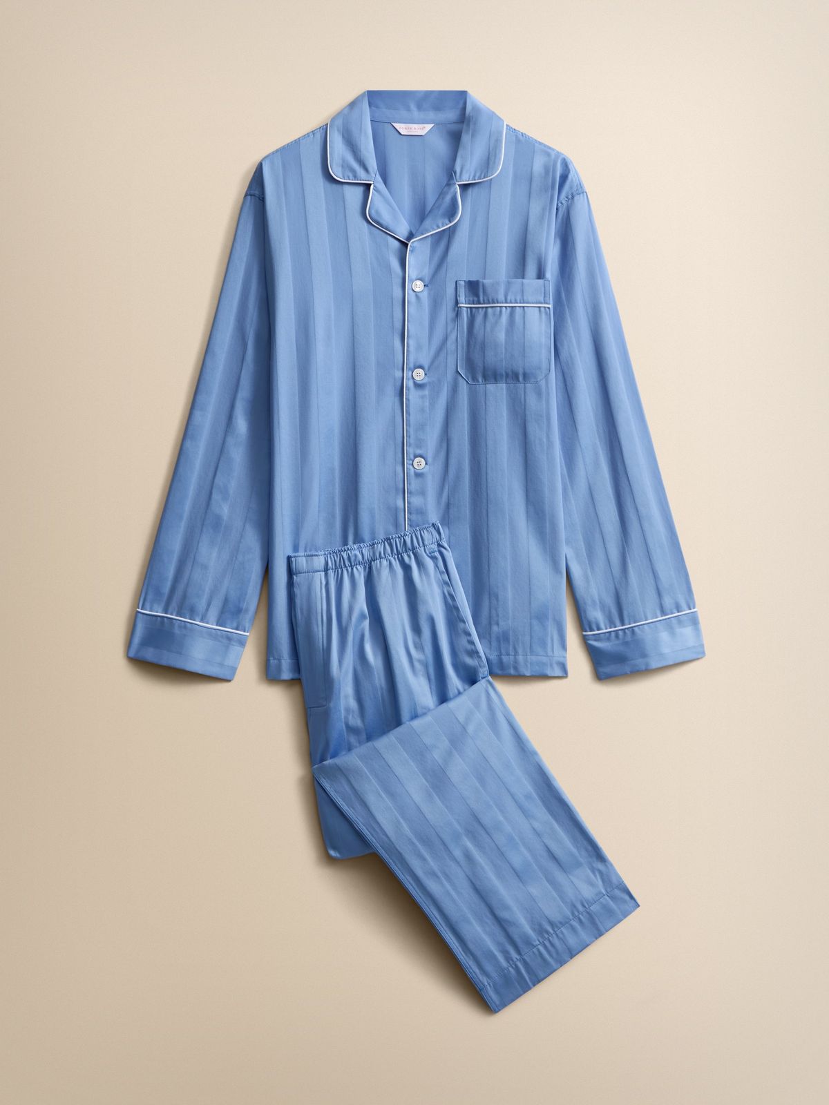 Lingfield Cotton Pyjamas Mid Blue Tonal Stripe