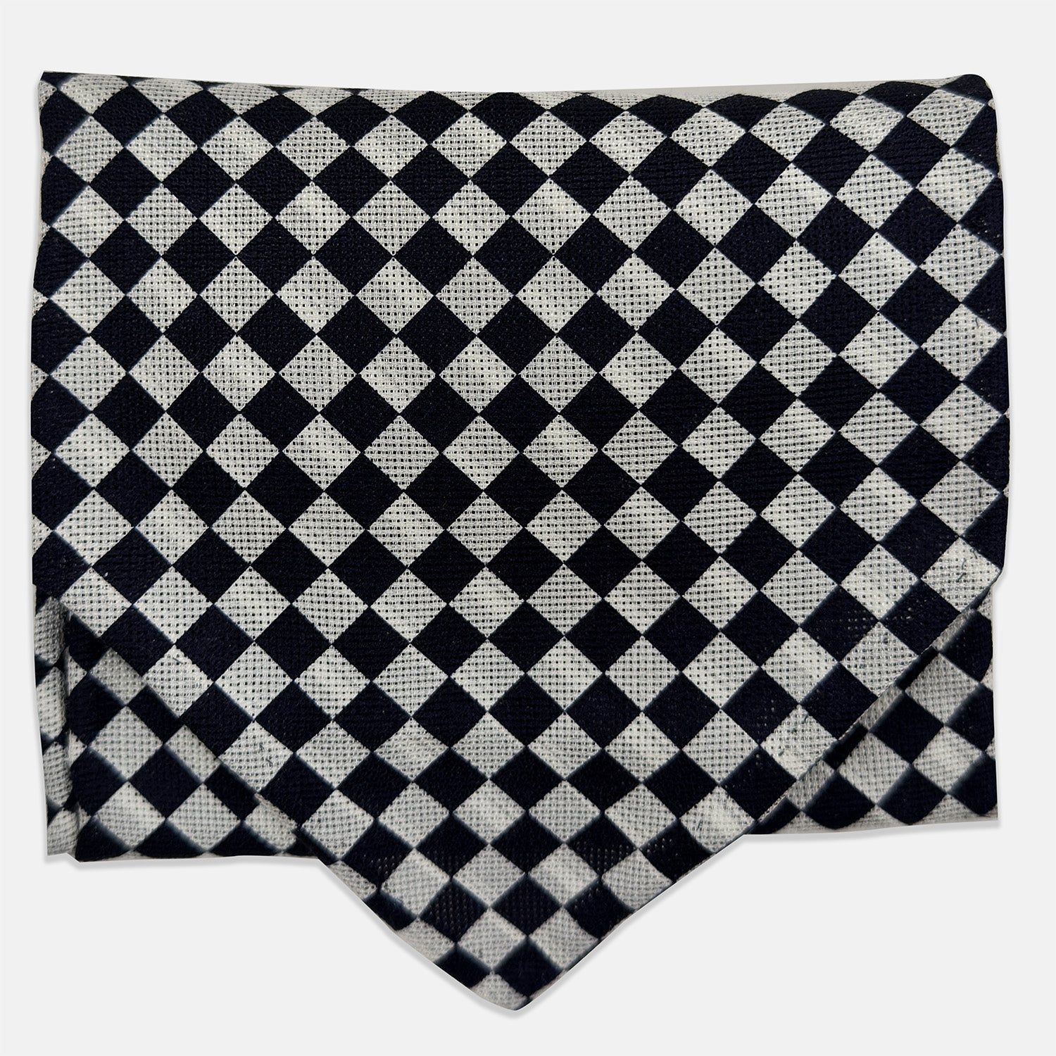 Chequered Navy & White Cravat in Silk