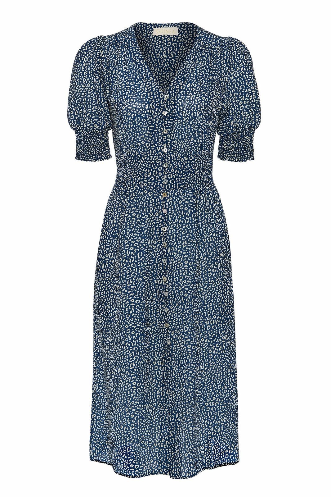 Lucy - Silk Dress Navy Abstract Leopard