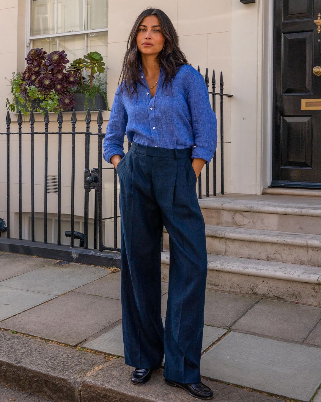 The Set: Linen Lapis Blue Shirt & Linen Navy Trouser