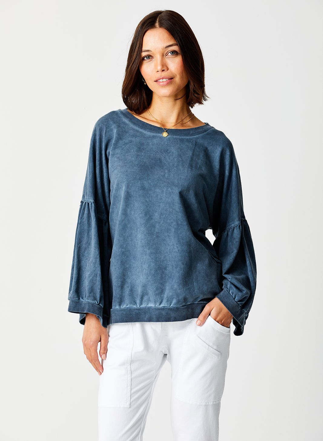 Bea Vintage Wash Balloon Sleeve Sweatshirt