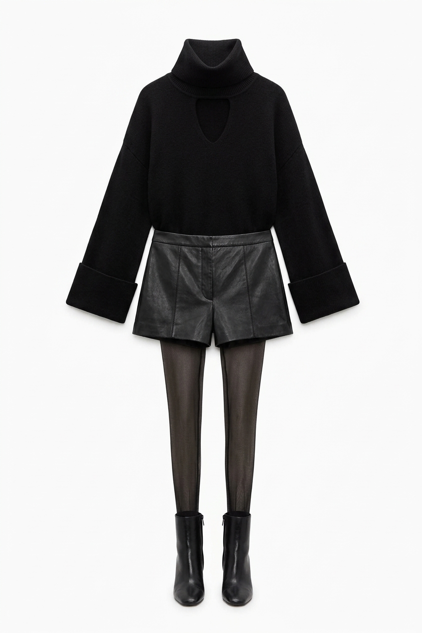 Erin Black Leather Shorts