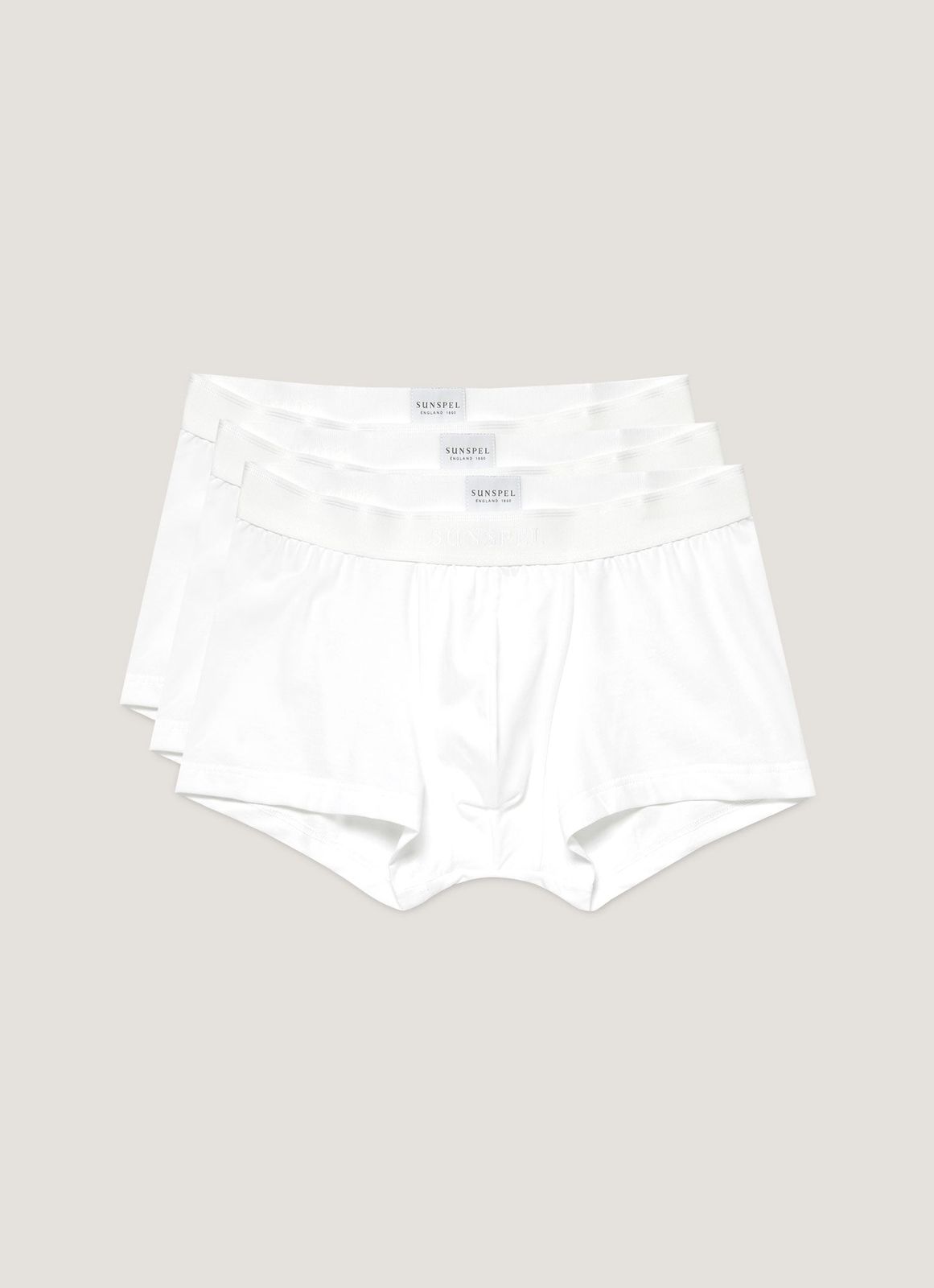 Men's Stretch Cotton Trunks 3-Pack in White