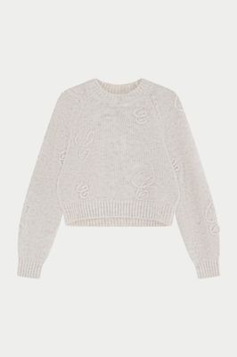 C SCRIPT EMBROIDERED OVERSIZED EMBLEM JUMPER - BEIGE