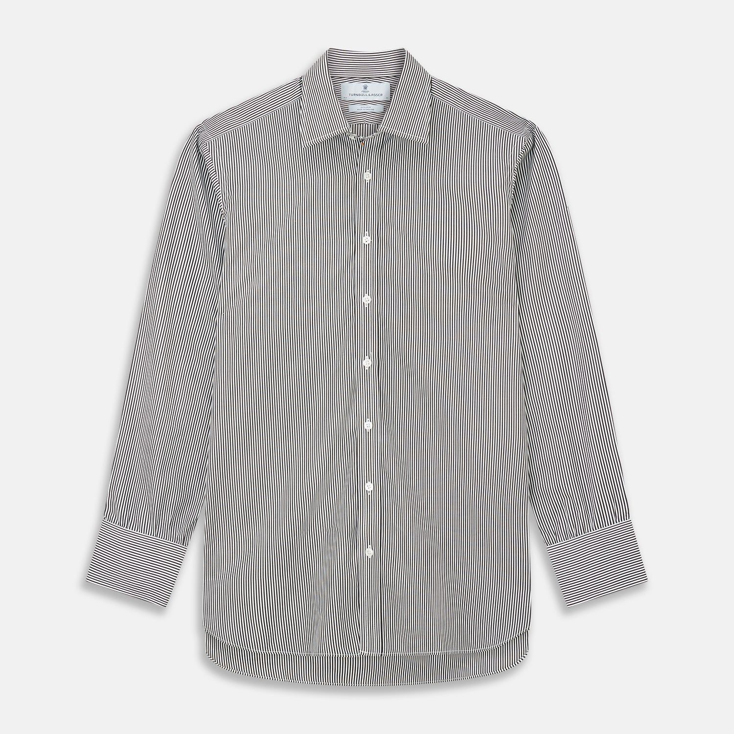 Black Candy Stripe Cotton Regular Fit Mayfair Shirt