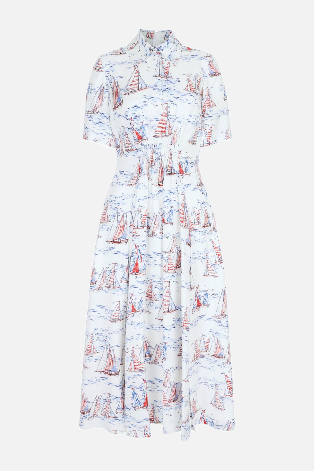 Khloe Dress in Boat Print Silk Twill