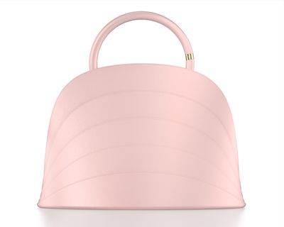 Millefoglie J handbag. Rose pink calfskin and hawk's eye gemstone. 24k gold-plated jewellery accents.