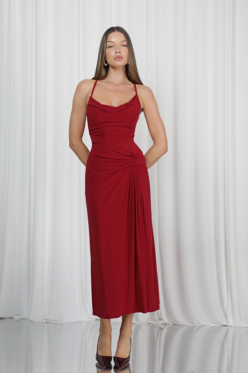 Melody Soft Cowl Neck Midaxi Dress