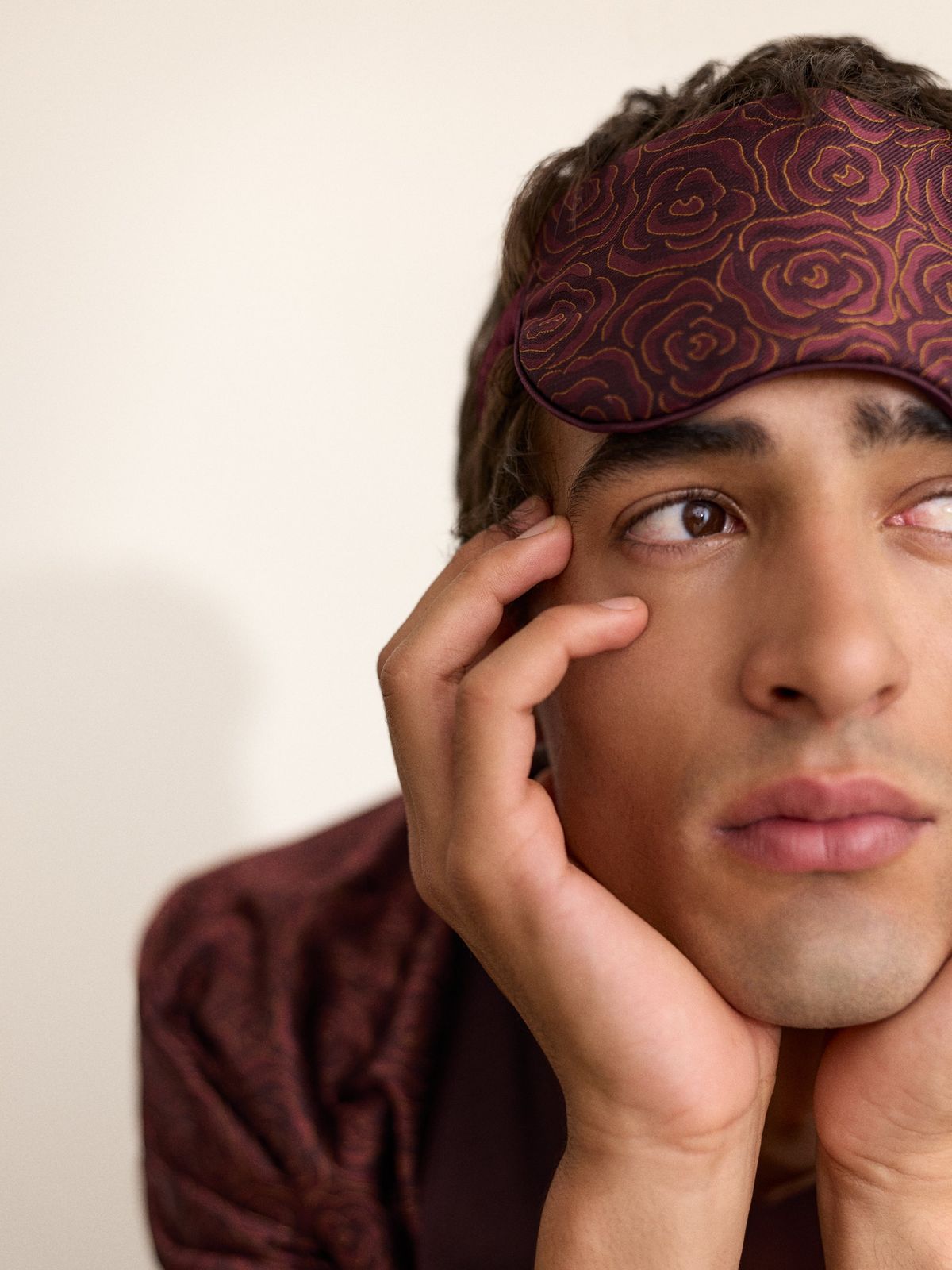 Verona Silk Jacquard Eye Mask Red Rose