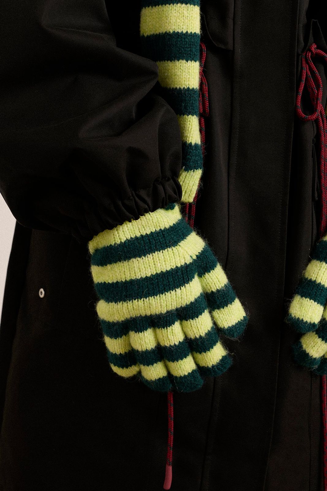 Long Gloves - Green Stripe