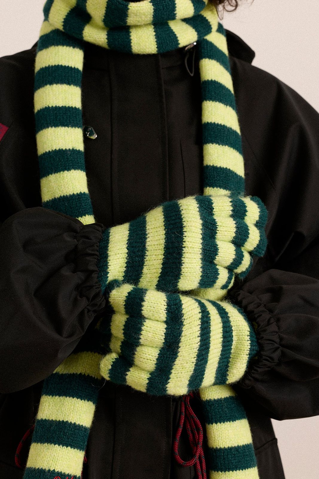 Long Gloves - Green Stripe