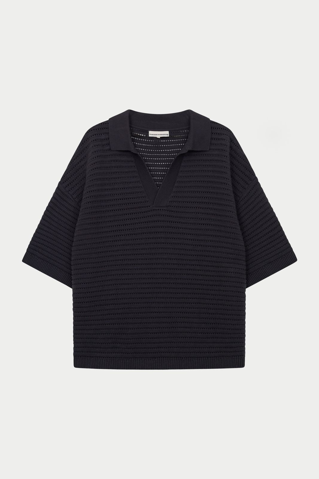 KNITTED POLO SHIRT - CHARCOAL