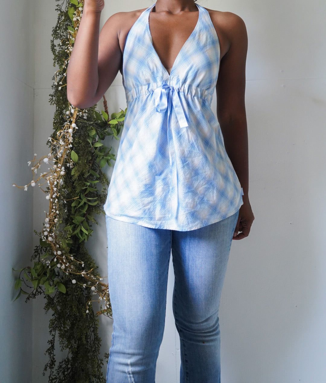 Y2K Tommy Jeans Halter Cotton Babydoll Top