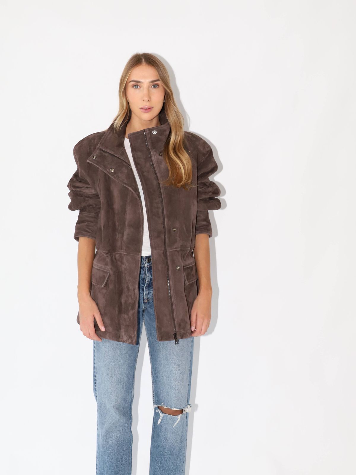 The Hailey Suede Jacket Brown