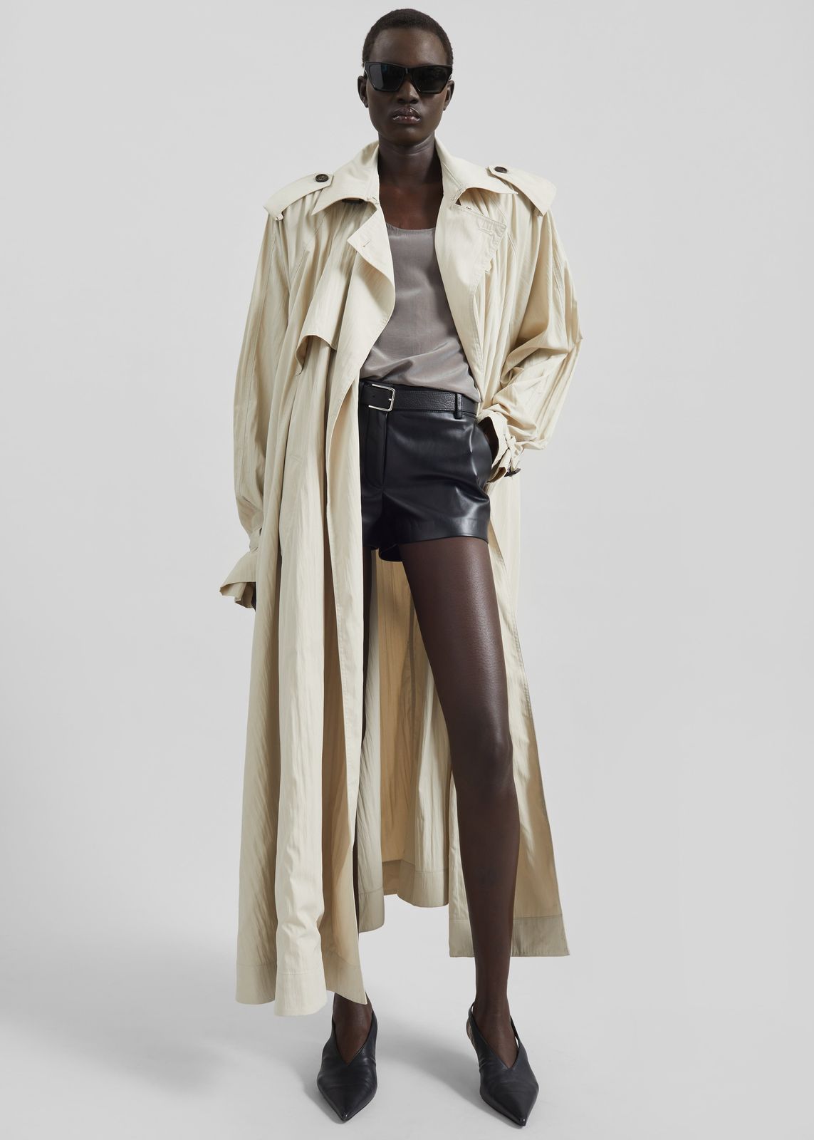 Elsdon Fluid Long Trench - Light Beige