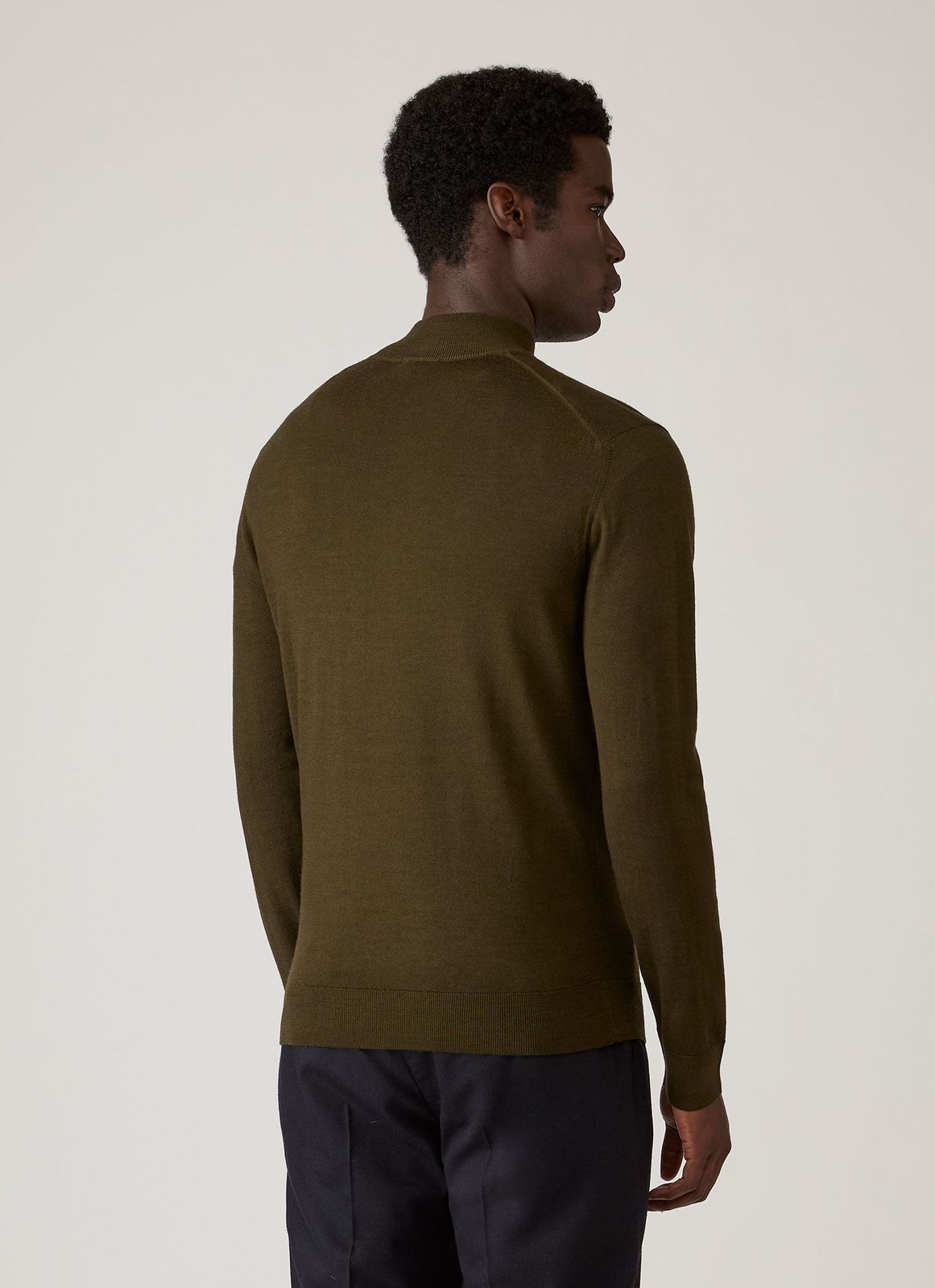 Men's Extra-Fine Merino Half Zip Jumper in Loden Green
