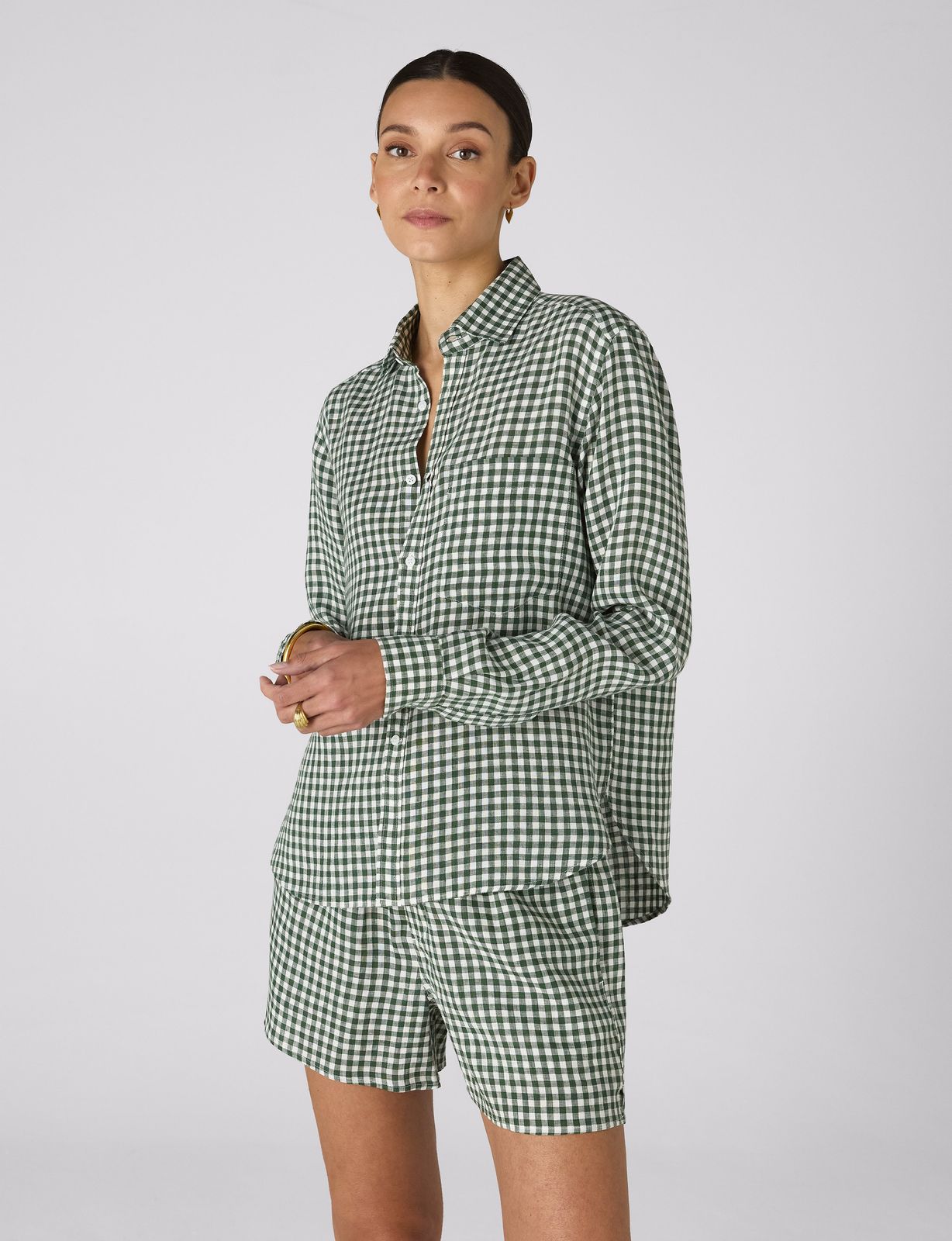 The Set: Linen Green Gingham Shirt & Boxer