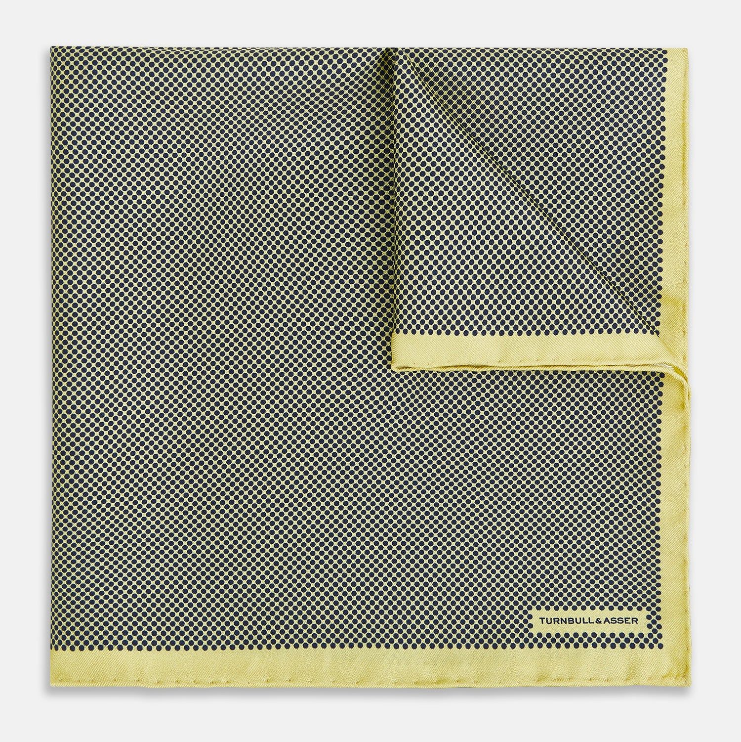 Polka dot Yellow Pocket Square in Silk